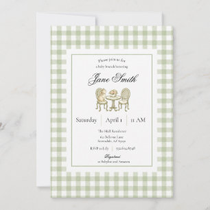 Invitación de Baby Shower de Gatito con Gingham Ve