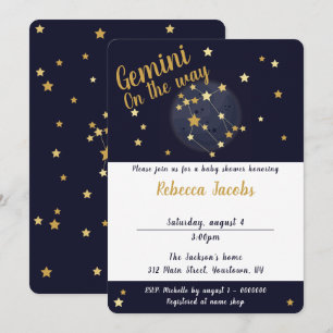 Invitación de Baby Shower de Gemini zodiac