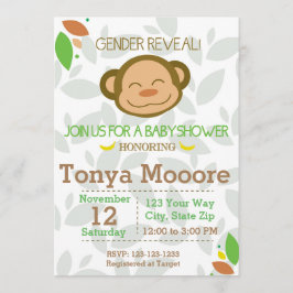 Invitación de Baby Shower de género revelan mono