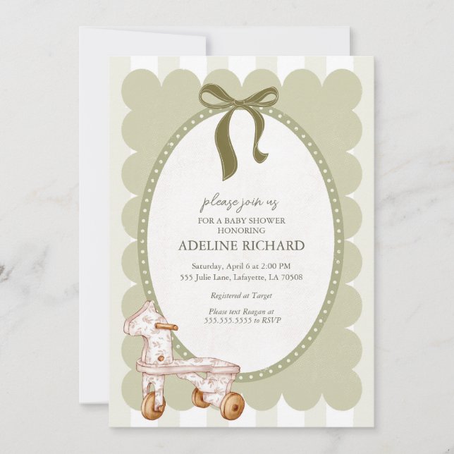 Invitación de Baby Shower de género vintage (Anverso)