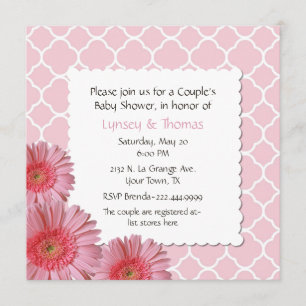 Invitación de Baby Shower de Gerber del par rosado