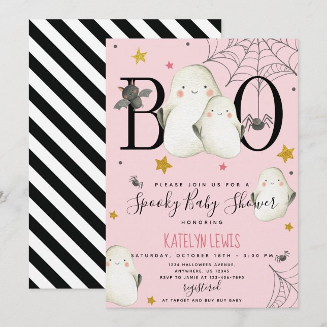 Invitación de Baby Shower de Ghost (Anverso / Reverso)