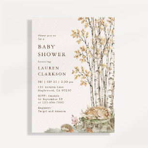 Invitación de baby shower de Gingham del bosque