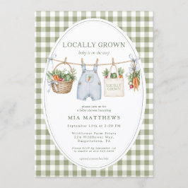 Invitación de Baby Shower de Gingham Salvia Cultiv
