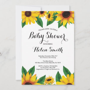 Invitación de Baby Shower de Girasoles