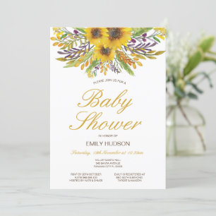 Invitación de baby shower de girasoles editable, f
