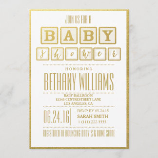 INVITACIÓN DE BABY SHOWER DE GLAMOR DE Relieve met