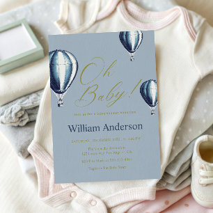 Invitación de baby shower de globo aerostático cal