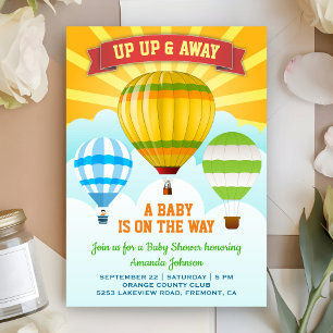 Invitación de Baby Shower de Globo Aerostático Col