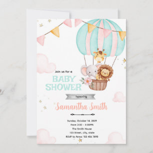 Invitación de Baby Shower de Globo Aerostático con