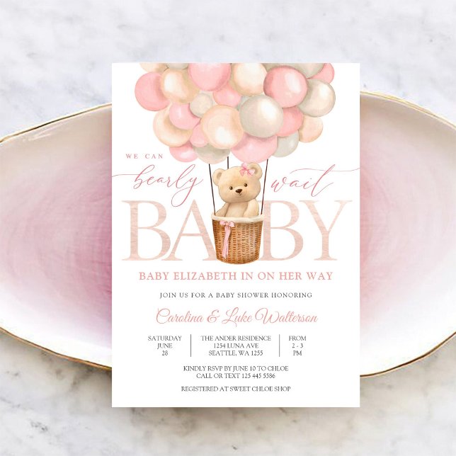 Invitación de Baby Shower de globo Bearly Wait (Subido por el creador)