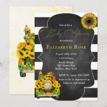 Invitación de Baby Shower de Gnome Sunflower Bees 