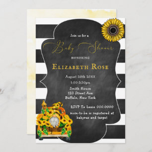 Invitación de Baby Shower de Gnome Sunflower Bees 