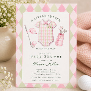Invitación de baby shower de golf rosa