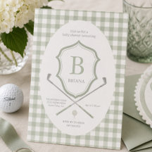 Invitación de baby shower de golf verde salvia