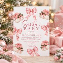 Invitación de baby shower de gorro de Santa con la