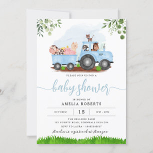 Invitación de Baby Shower de granja, invitación de