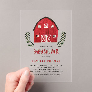 Invitación de baby shower de granja rústica con gr