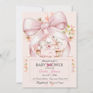 Invitación de Baby Shower de guardería rosa acuare