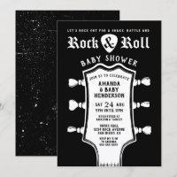 Invitación de Baby Shower de Guitarra en Blanco y 