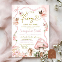 Invitación de baby shower de hada floral rosa
