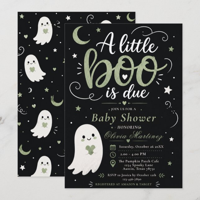 Invitación de Baby Shower de Halloween (Anverso / Reverso)