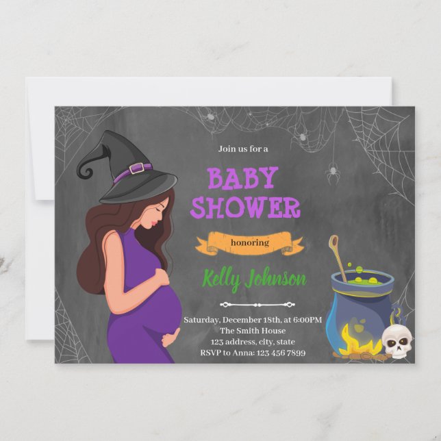 invitación de baby shower de Halloween (Anverso)