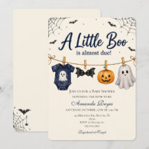 Invitación de Baby Shower de Halloween A Little Bo