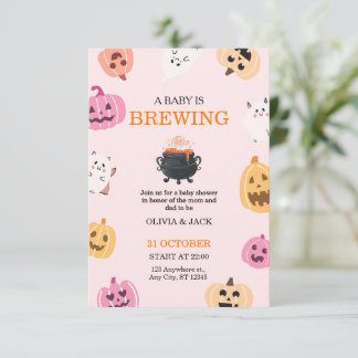 invitación de baby shower de Halloween Baby is Bre