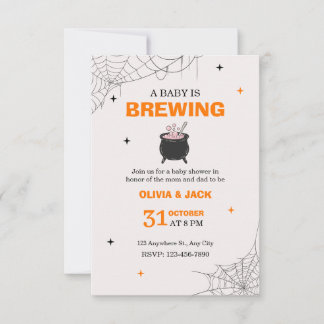 invitación de baby shower de Halloween Baby is Bre