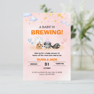 Invitación de baby shower de Halloween Baby is Bre