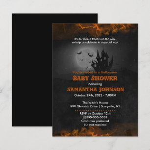 Invitación de Baby Shower de Halloween con fantasí