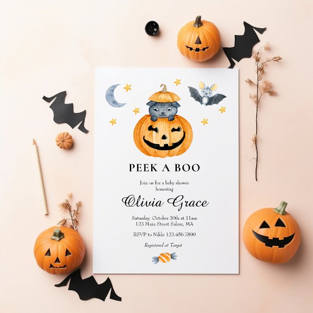 Invitación de Baby Shower de Halloween con Jack-o- (Subido por el creador)