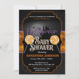 Invitación de Baby Shower de Halloween con murciél