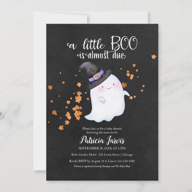 Invitación de Baby Shower de Halloween de Fantasmi (Anverso)