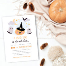 Invitación de Baby Shower de Halloween de Little B