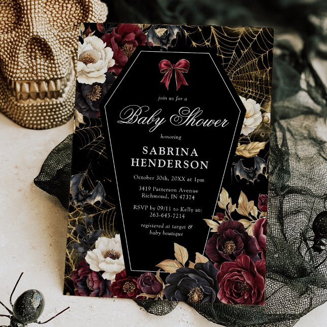 Invitación de baby shower de Halloween gótico (Subido por el creador)
