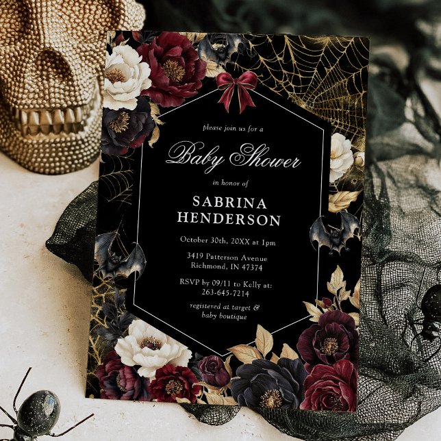 Invitación de baby shower de Halloween gótico (Subido por el creador)