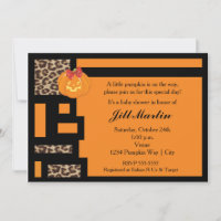 Invitación de Baby Shower de Halloween Naranja y L