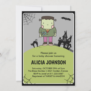 invitación de baby shower de Halloween Octubre Mon