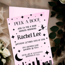 Invitación de Baby Shower de Halloween Peek a Boo 