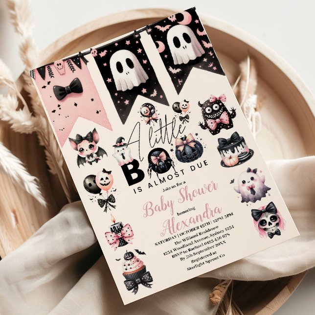 Invitación de Baby Shower de Halloween Rosa Gótico (Subido por el creador)