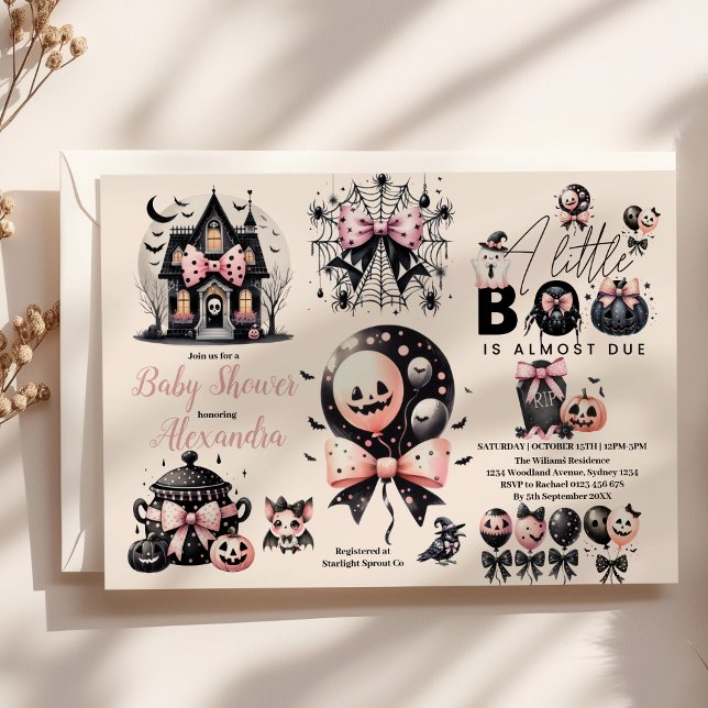 Invitación de Baby Shower de Halloween Rosa Gótico (Subido por el creador)