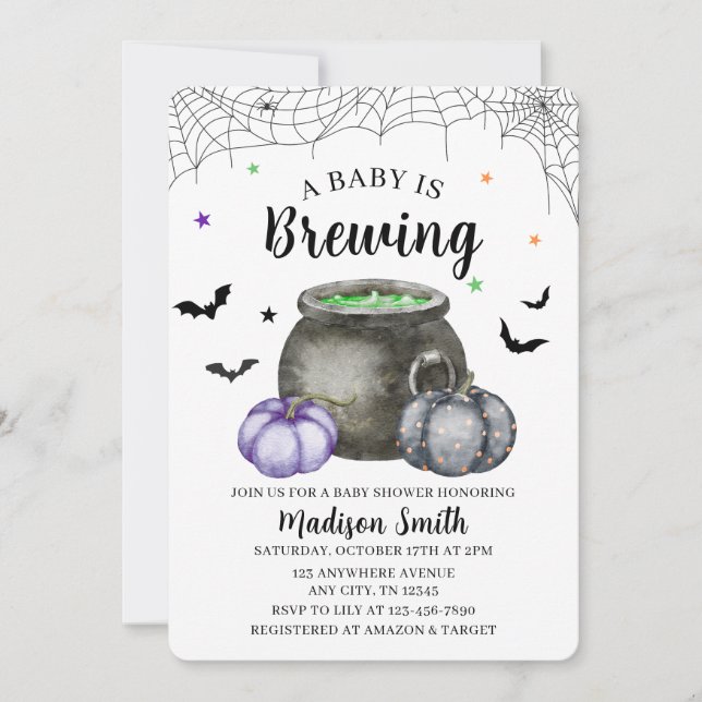 Invitación de Baby Shower de Halloween 'Un Bebé Es (Anverso)