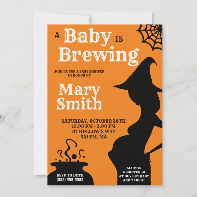 Invitación de Baby Shower de Halloween Una Bebé se (Anverso)