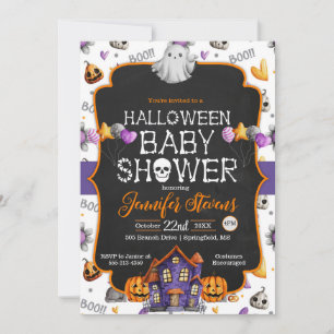 Invitación de Baby Shower de Halloween Watercolor 