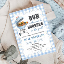 Invitación de Baby Shower de Hamburguesa Gingham B
