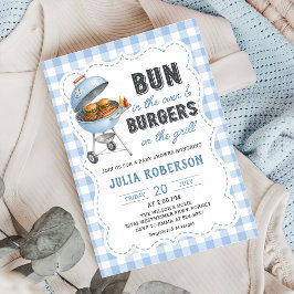 Invitación de Baby Shower de Hamburguesa Gingham B