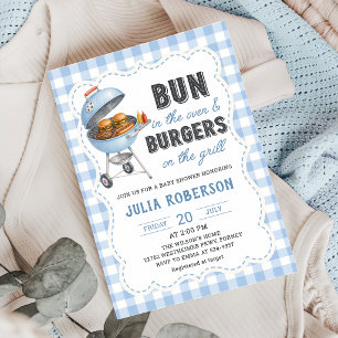 Invitación de Baby Shower de Hamburguesa Gingham B