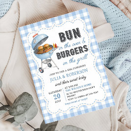 Invitación de Baby Shower de Hamburguesa Gingham B